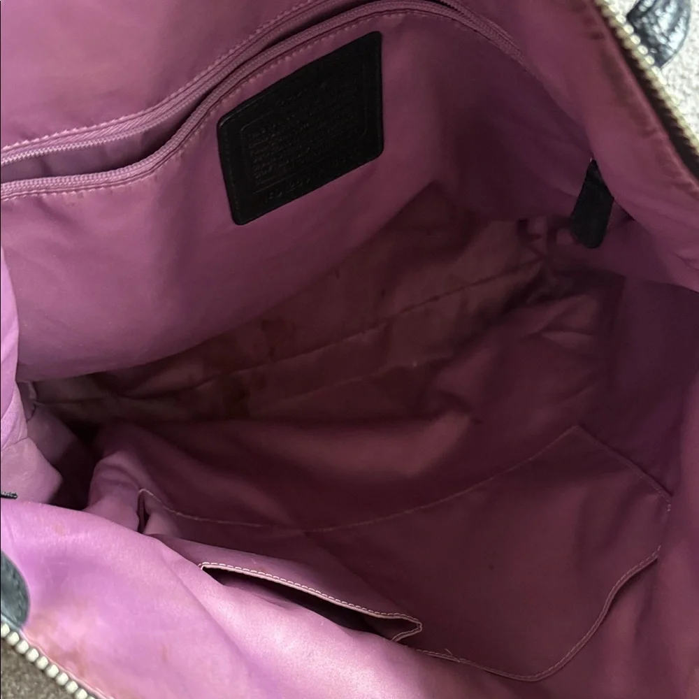 Vintage Coach Black Leather Tote with Signature Gloss Circle